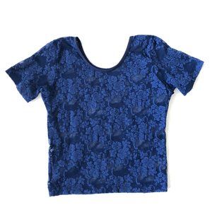 American Apparel Lace Crop Top - Navy